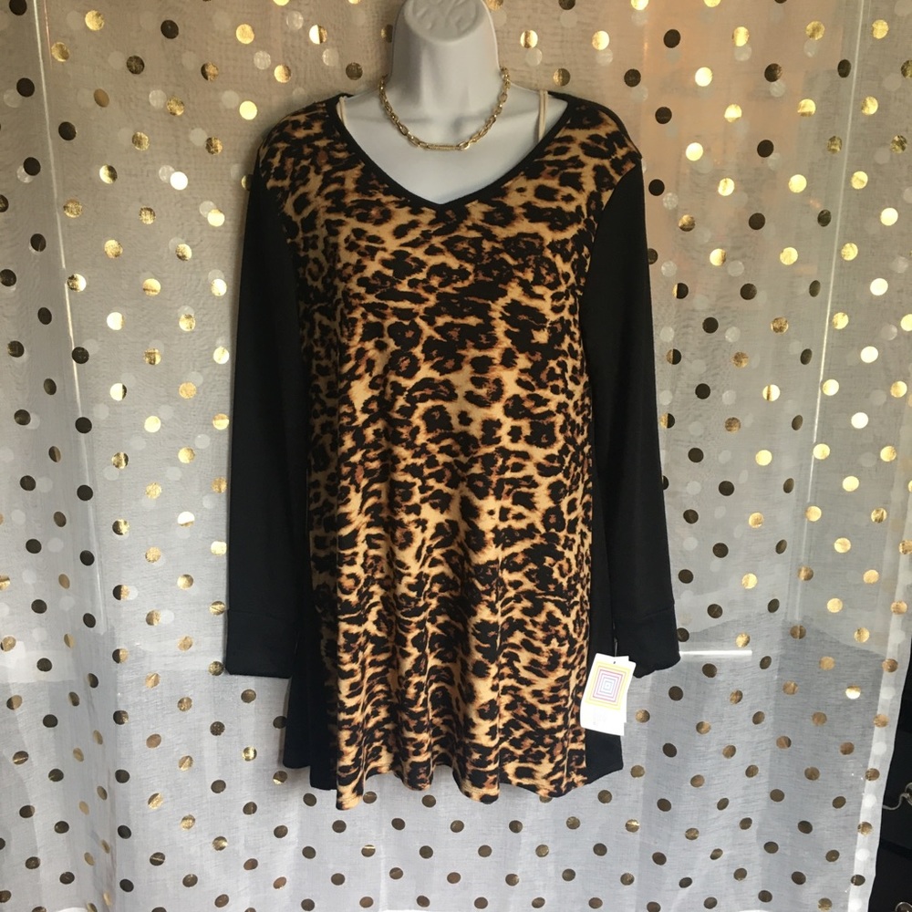 Lu La Roe leopard Tunic/dress thin sweater dress size S